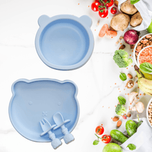 Load image into Gallery viewer, Sleepytot Teddy Silicone Suction Feeding Set -Plate, Bowl &amp; Cutlery
